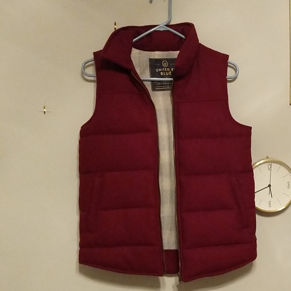 United by Blue maroon size small wool vest